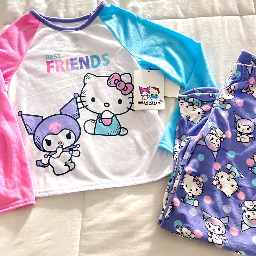 Sanrio Hello Kitty & Friends Raglan Pajama Set in Pink Blue Purple